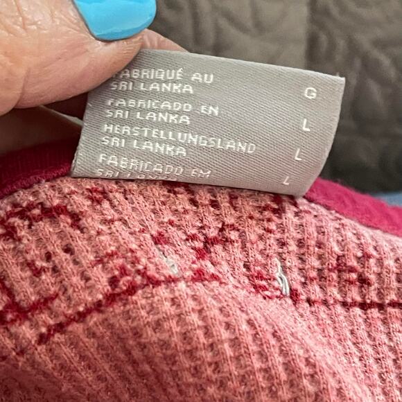 Columbia t-shirt Henley knit top women's large red pink cabin look comfortable - Picture 7 of 16